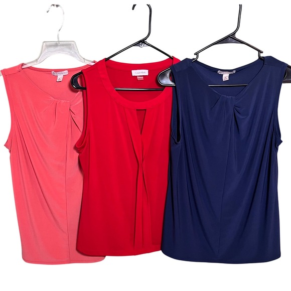 Calvin Klein & CB Sleeveless Tops Blouses Bundle Women Size M Career Casual Chic - Picture 1 of 11